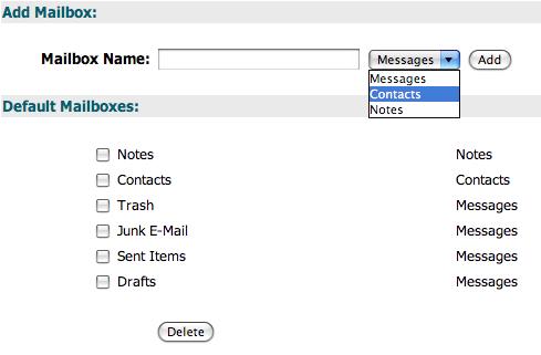 Default Mailboxes Pane